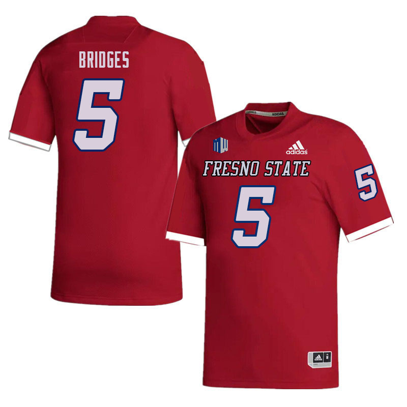 Men-Youth #5 Devo Bridges Fresno State Bulldogs College Football Jerseys Sale-Red